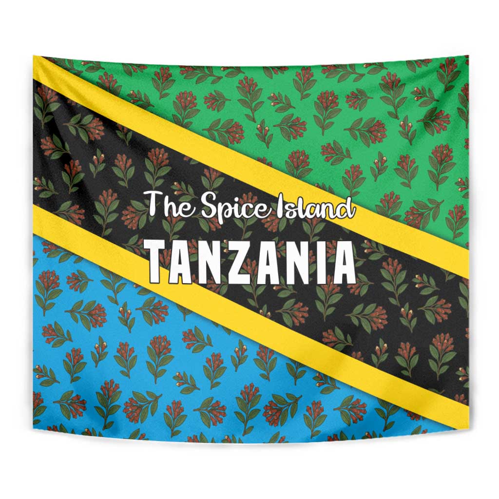 Tanzania Spice Island Tapestry with Clove Leaf Pattern and National Flag Colors