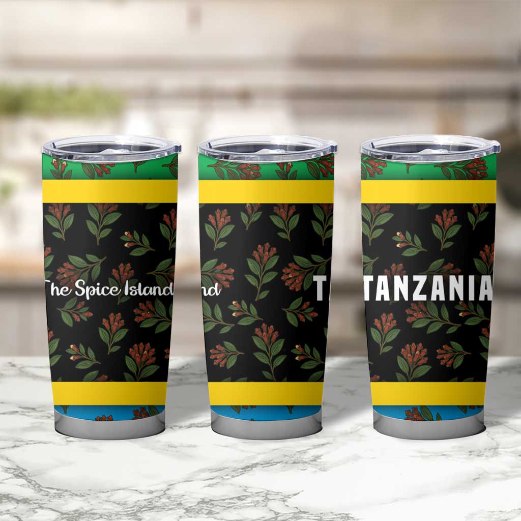 Tanzania Spice Island Tumbler Cup with Clove Leaf Pattern and National Flag Colors