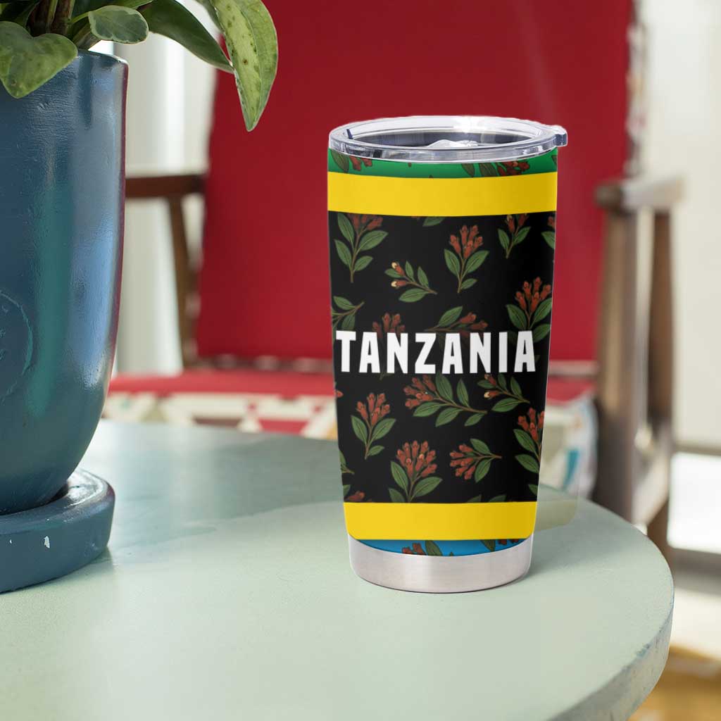Tanzania Spice Island Tumbler Cup with Clove Leaf Pattern and National Flag Colors