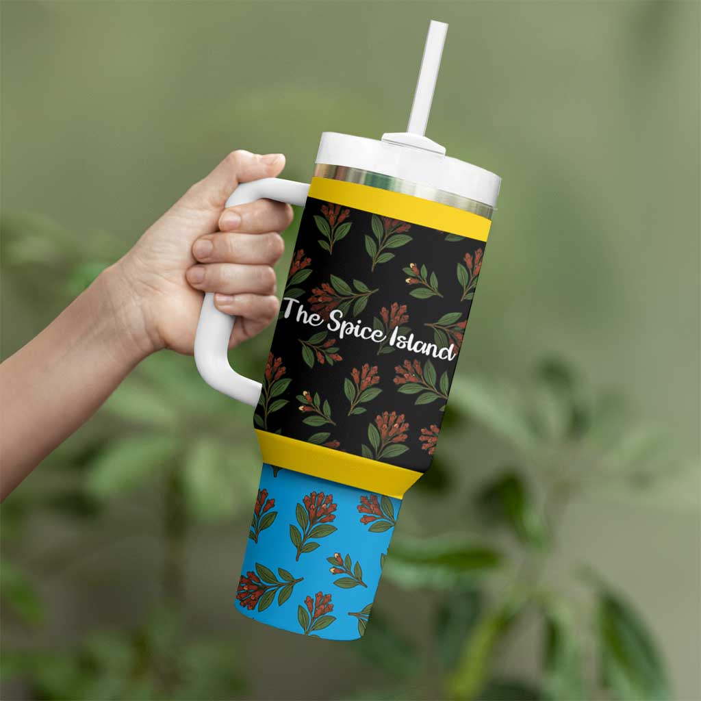 Tanzania Spice Island Tumbler With Handle with Clove Leaf Pattern and National Flag Colors
