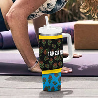 Tanzania Spice Island Tumbler With Handle with Clove Leaf Pattern and National Flag Colors