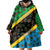 Tanzania Spice Island Wearable Blanket Hoodie with Clove Leaf Pattern and National Flag Colors