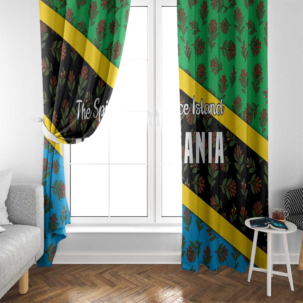 Tanzania Spice Island Window Curtain with Clove Leaf Pattern and National Flag Colors