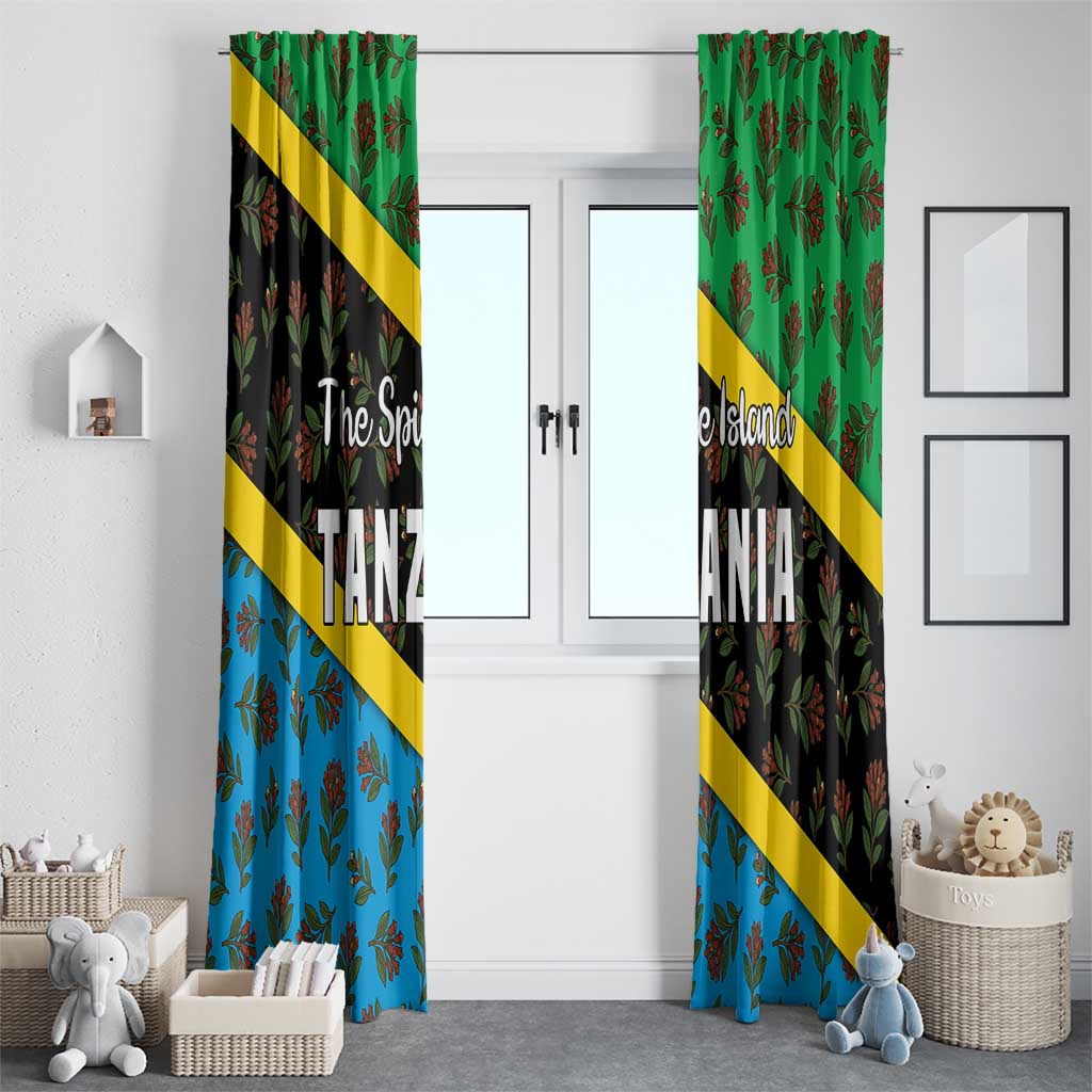 Tanzania Spice Island Window Curtain with Clove Leaf Pattern and National Flag Colors