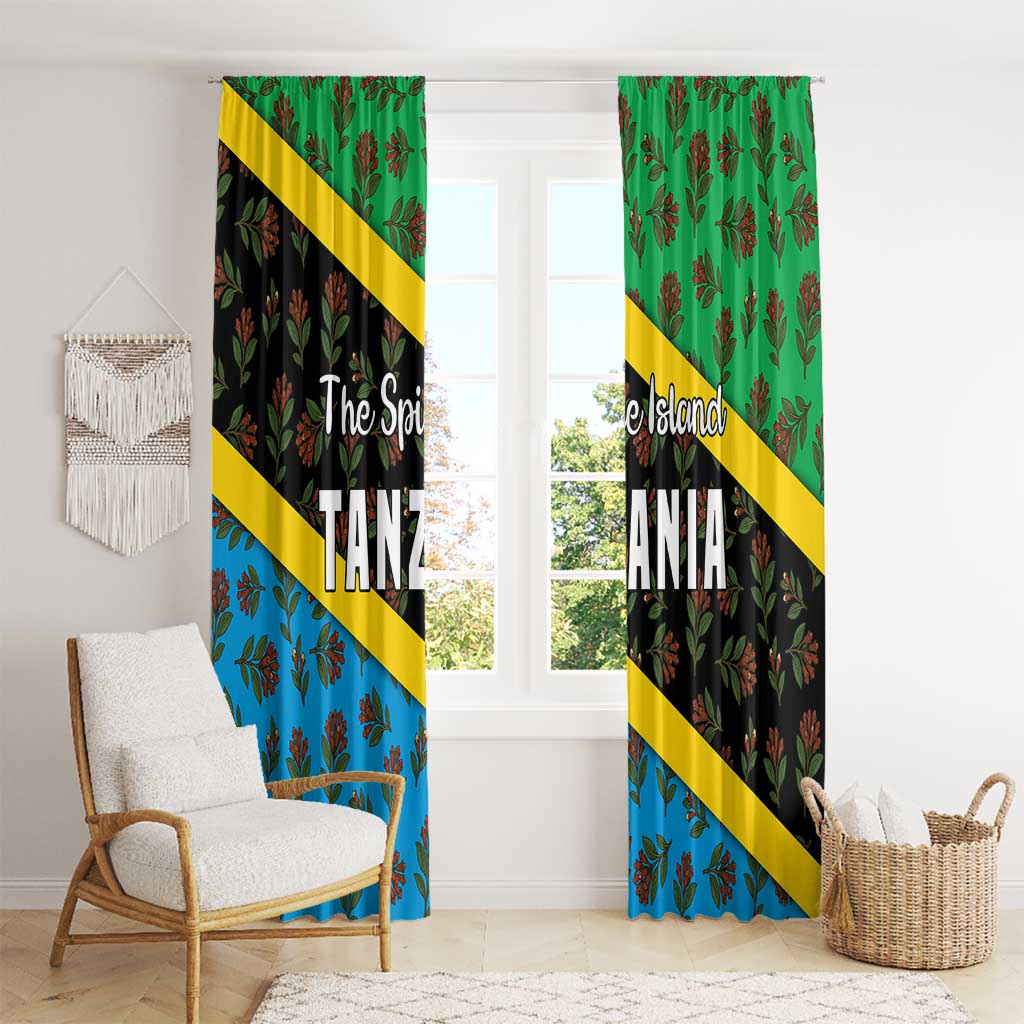 Tanzania Spice Island Window Curtain with Clove Leaf Pattern and National Flag Colors