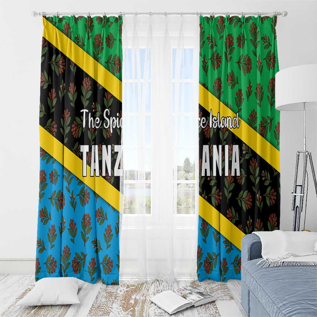 Tanzania Spice Island Window Curtain with Clove Leaf Pattern and National Flag Colors