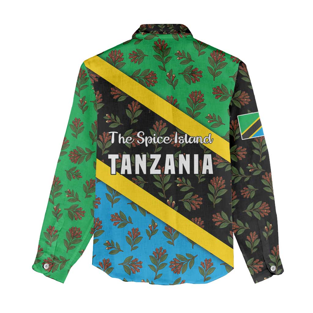 Tanzania Spice Island Women Casual Shirt with Clove Leaf Pattern and National Flag Colors