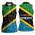 Tanzania Spice Island Women Sleeveless Polo Shirt with Clove Leaf Pattern and National Flag Colors