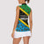 Tanzania Spice Island Women Sleeveless Polo Shirt with Clove Leaf Pattern and National Flag Colors