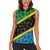 Tanzania Spice Island Women Sleeveless Polo Shirt with Clove Leaf Pattern and National Flag Colors