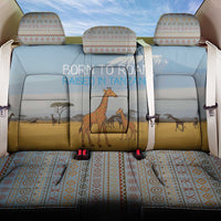 Tanzania Safari Giraffe Back Car Seat Cover with Tribal Patterns and Mount Kilimanjaro Scene