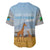 Tanzania Safari Giraffe Baseball Jersey with Tribal Patterns and Mount Kilimanjaro Scene