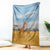 Tanzania Safari Giraffe Blanket with Tribal Patterns and Mount Kilimanjaro Scene