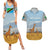 Tanzania Safari Giraffe Couples Matching Summer Maxi Dress and Hawaiian Shirt with Tribal Patterns and Mount Kilimanjaro Scene