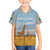 Tanzania Safari Giraffe Family Matching Off The Shoulder Long Sleeve Dress and Hawaiian Shirt with Tribal Patterns and Mount Kilimanjaro Scene