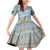 Tanzania Safari Giraffe Family Matching Off Shoulder Short Dress and Hawaiian Shirt with Tribal Patterns and Mount Kilimanjaro Scene