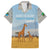 Tanzania Safari Giraffe Family Matching Puletasi and Hawaiian Shirt with Tribal Patterns and Mount Kilimanjaro Scene