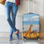 Tanzania Safari Giraffe Luggage Cover with Tribal Patterns and Mount Kilimanjaro Scene