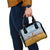 Tanzania Safari Giraffe Shoulder Handbag with Tribal Patterns and Mount Kilimanjaro Scene