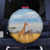 Tanzania Safari Giraffe Spare Tire Cover with Tribal Patterns and Mount Kilimanjaro Scene