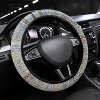 Tanzania Safari Giraffe Steering Wheel Cover with Tribal Patterns and Mount Kilimanjaro Scene