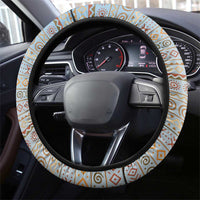 Tanzania Safari Giraffe Steering Wheel Cover with Tribal Patterns and Mount Kilimanjaro Scene