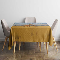 Tanzania Safari Giraffe Tablecloth with Tribal Patterns and Mount Kilimanjaro Scene