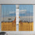 Tanzania Safari Giraffe Window Curtain with Tribal Patterns and Mount Kilimanjaro Scene