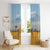 Tanzania Safari Giraffe Window Curtain with Tribal Patterns and Mount Kilimanjaro Scene