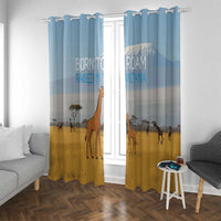 Tanzania Safari Giraffe Window Curtain with Tribal Patterns and Mount Kilimanjaro Scene