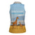 Tanzania Safari Giraffe Women Sleeveless Polo Shirt with Tribal Patterns and Mount Kilimanjaro Scene