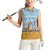 Tanzania Safari Giraffe Women Sleeveless Polo Shirt with Tribal Patterns and Mount Kilimanjaro Scene