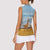Tanzania Safari Giraffe Women Sleeveless Polo Shirt with Tribal Patterns and Mount Kilimanjaro Scene
