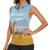 Tanzania Safari Giraffe Women Sleeveless Polo Shirt with Tribal Patterns and Mount Kilimanjaro Scene