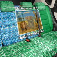 Tanzania Wildlife Back Car Seat Cover with Tribal Print and Mount Kilimanjaro Safari Scene