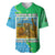 Tanzania Wildlife Baseball Jersey with Tribal Print and Mount Kilimanjaro Safari Scene