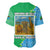 Tanzania Wildlife Baseball Jersey with Tribal Print and Mount Kilimanjaro Safari Scene