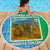 Tanzania Wildlife Beach Blanket with Tribal Print and Mount Kilimanjaro Safari Scene