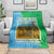 Tanzania Wildlife Blanket with Tribal Print and Mount Kilimanjaro Safari Scene
