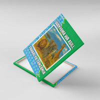 Tanzania Wildlife Canvas Wall Art with Tribal Print and Mount Kilimanjaro Safari Scene