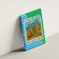 Tanzania Wildlife Canvas Wall Art with Tribal Print and Mount Kilimanjaro Safari Scene