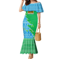 Tanzania Wildlife Family Matching Mermaid Dress and Hawaiian Shirt with Tribal Print and Mount Kilimanjaro Safari Scene