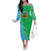 Tanzania Wildlife Family Matching Off The Shoulder Long Sleeve Dress and Hawaiian Shirt with Tribal Print and Mount Kilimanjaro Safari Scene
