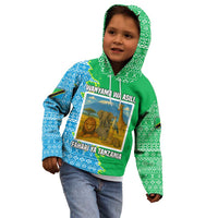 Tanzania Wildlife Kid Hoodie with Tribal Print and Mount Kilimanjaro Safari Scene