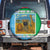 Tanzania Wildlife Spare Tire Cover with Tribal Print and Mount Kilimanjaro Safari Scene