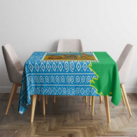Tanzania Wildlife Tablecloth with Tribal Print and Mount Kilimanjaro Safari Scene