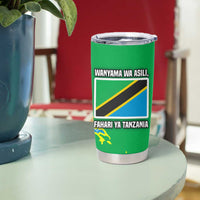 Tanzania Wildlife Tumbler Cup with Tribal Print and Mount Kilimanjaro Safari Scene