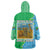 Tanzania Wildlife Wearable Blanket Hoodie with Tribal Print and Mount Kilimanjaro Safari Scene