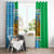Tanzania Wildlife Window Curtain with Tribal Print and Mount Kilimanjaro Safari Scene