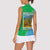 Tanzania Wildlife Women Sleeveless Polo Shirt with Tribal Print and Mount Kilimanjaro Safari Scene